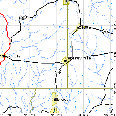 Zip code 39631 close-up map