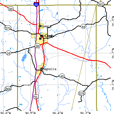 Zip code 39648 close-up map