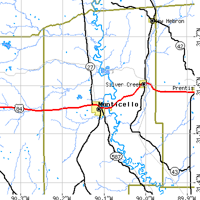 Zip code 39654 close-up map