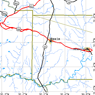 Zip code 39661 close-up map