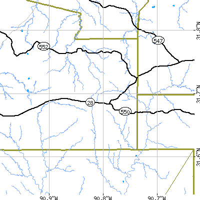 Zip code 39668 close-up map