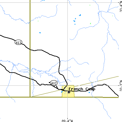 Zip code 39745 close-up map