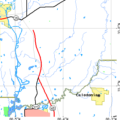 Zip code 39746 close-up map