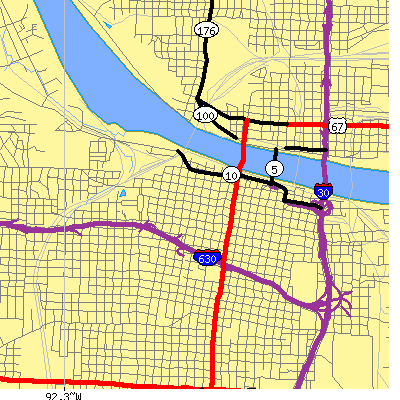 Zip code 72201 close-up map