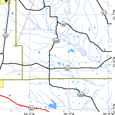 Zip code 39755 close-up map