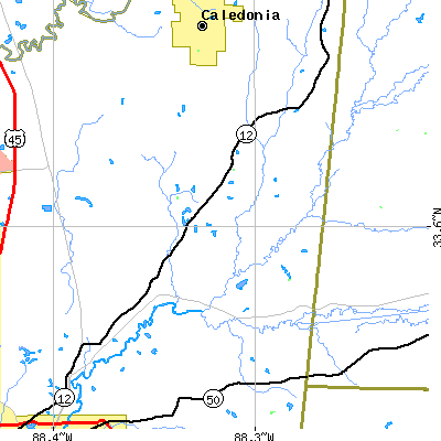 Zip code 39766 close-up map