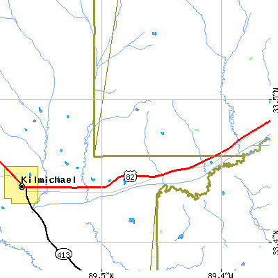 Zip code 39767 close-up map