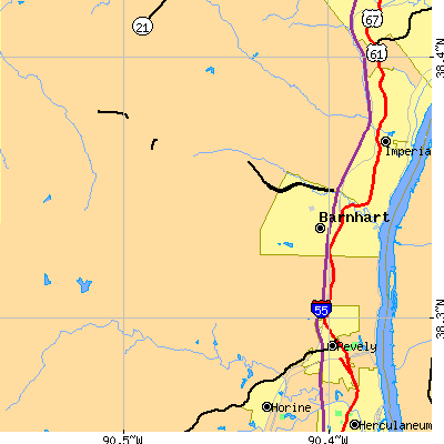 Zip code 63012 close-up map