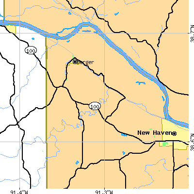 Zip code 63014 close-up map