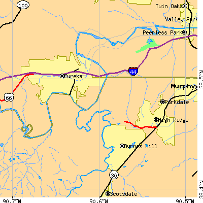 Zip code 63025 close-up map