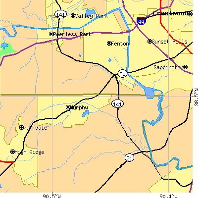 Zip code 63026 close-up map