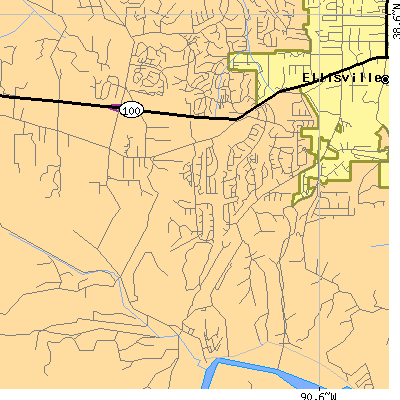 Zip code 63040 close-up map