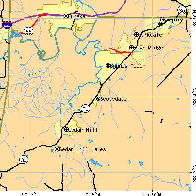 Zip code 63051 close-up map