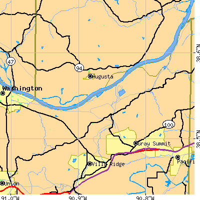 Zip code 63055 close-up map