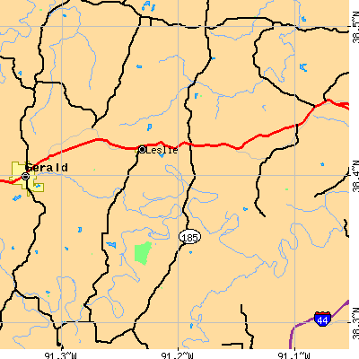 Zip code 63056 close-up map