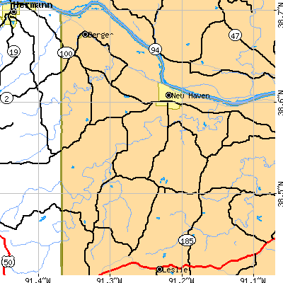 Zip code 63068 close-up map