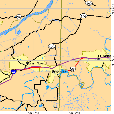 Zip code 63069 close-up map