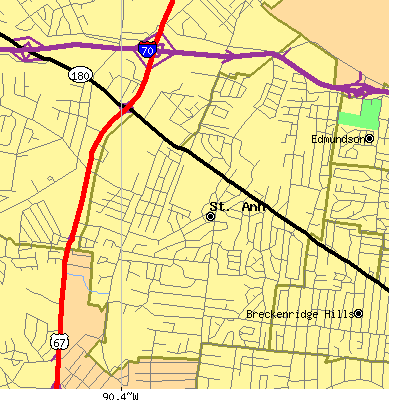 Zip code 63074 close-up map