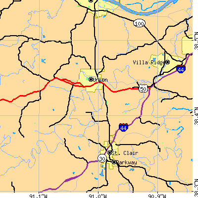 Zip code 63084 close-up map