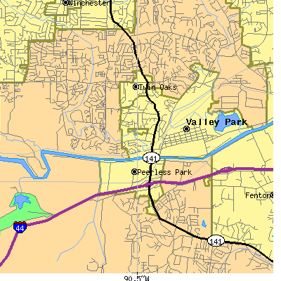 Zip code 63088 close-up map