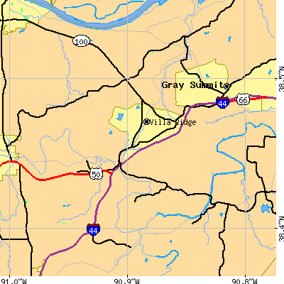 Zip code 63089 close-up map