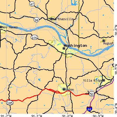 Zip code 63090 close-up map