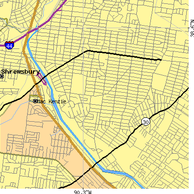 Zip code 63109 close-up map