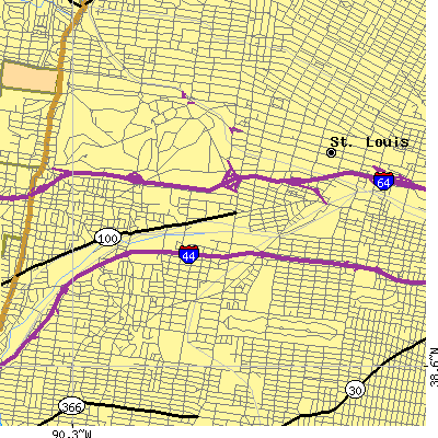 Zip code 63110 close-up map