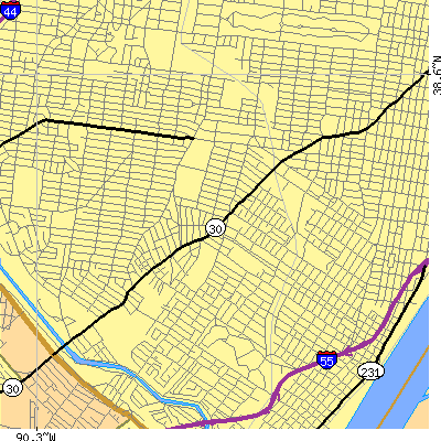 Zip code 63116 close-up map