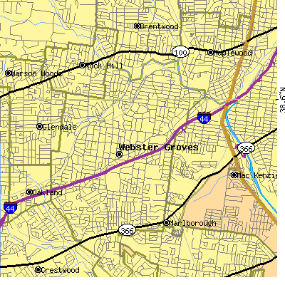 Zip code 63119 close-up map