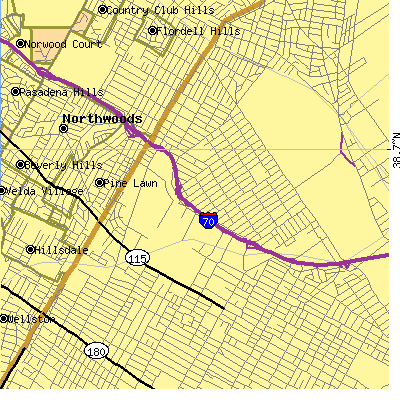 Zip code 63120 close-up map