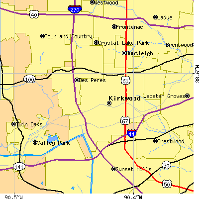 Zip code 63122 close-up map