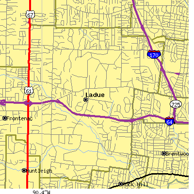 Zip code 63124 close-up map