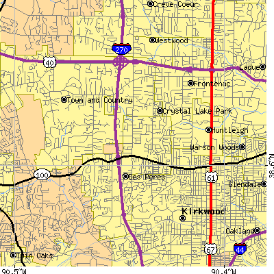 Zip code 63131 close-up map