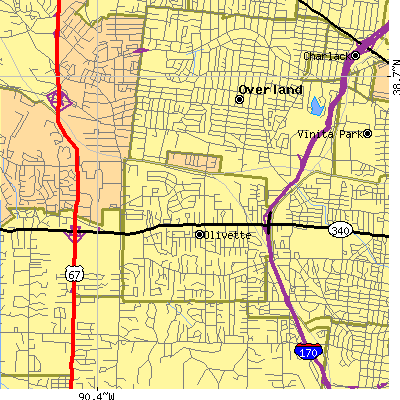 Zip code 63132 close-up map