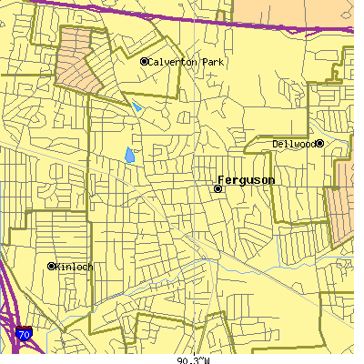 Zip code 63135 close-up map