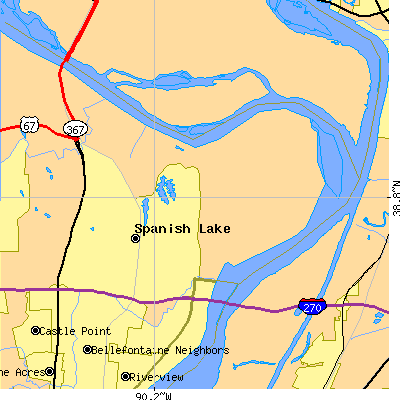 Zip code 63138 close-up map