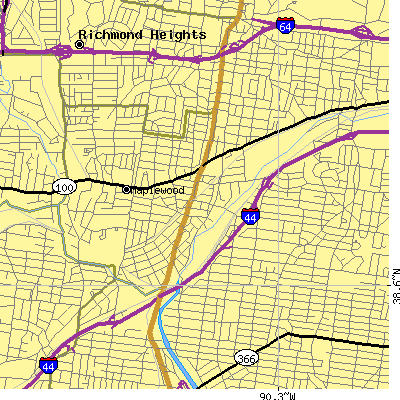 Zip code 63143 close-up map