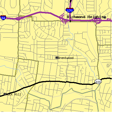 Zip code 63144 close-up map