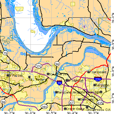 Zip code 63301 close-up map