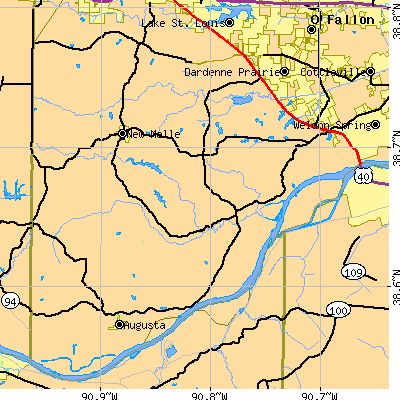 Zip code 63341 close-up map