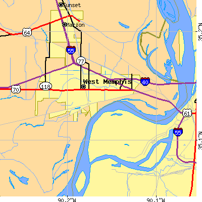Zip code 72301 close-up map