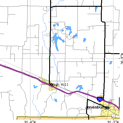 Zip code 63350 close-up map