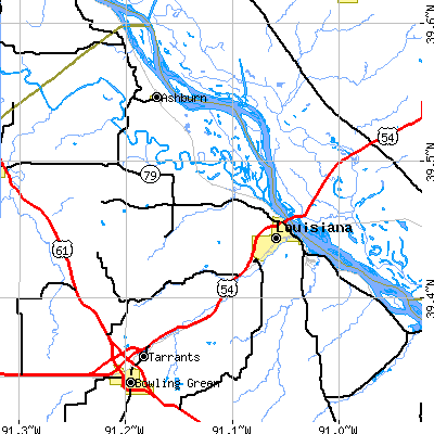 Zip code 63353 close-up map