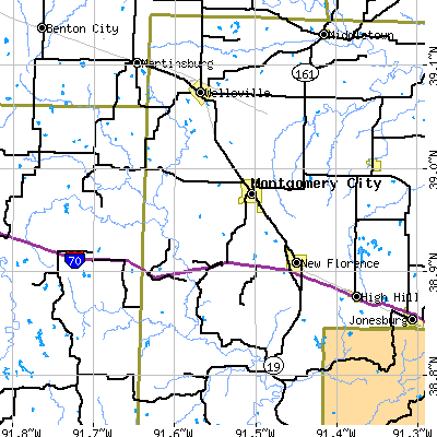 Zip code 63361 close-up map