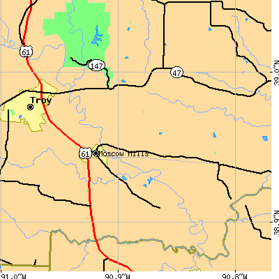 Zip code 63362 close-up map