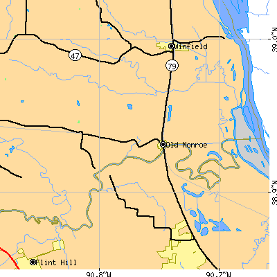 Zip code 63369 close-up map