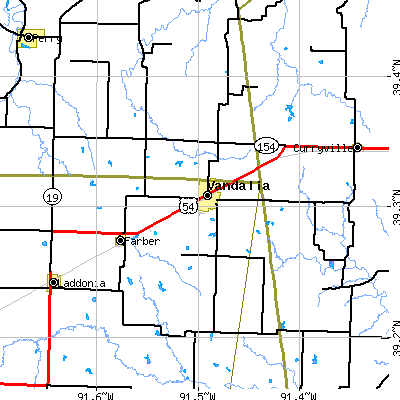 Zip code 63382 close-up map
