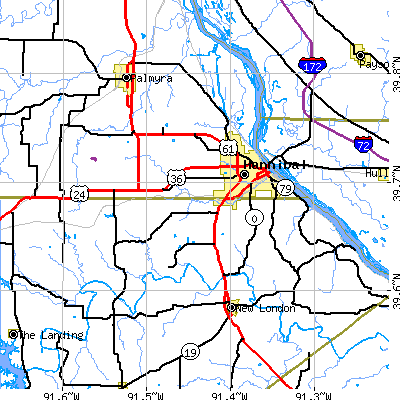 Zip code 63401 close-up map