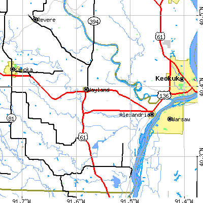 Zip code 63430 close-up map